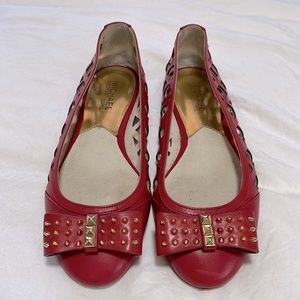 Michael Kors Red Flats with Gold Studs